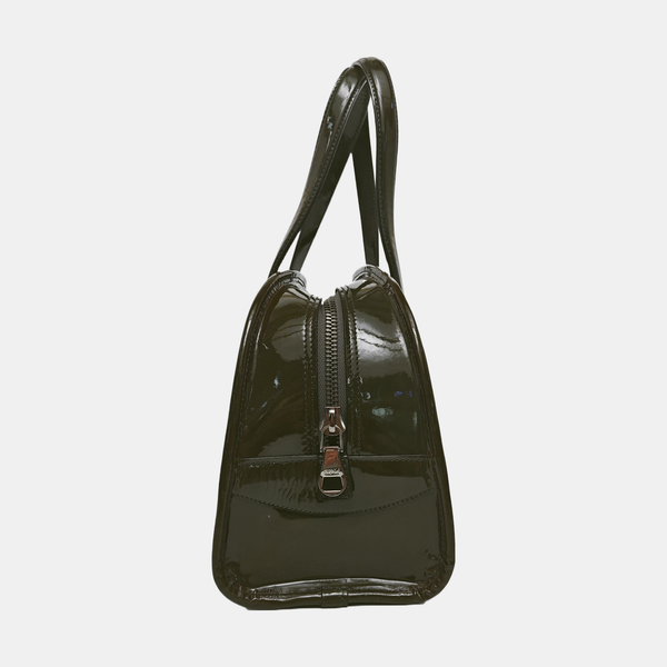 Patent Leather Top Handle Bag Green