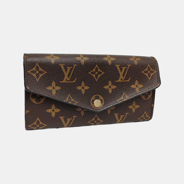 SARAH Monogram Coated Canvas Brown Wallet