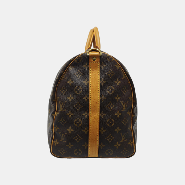 KEEPALL 50 Monogram Coated Canvas Brown