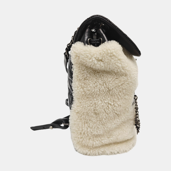 Quilted Sheepskin Backpack Beige