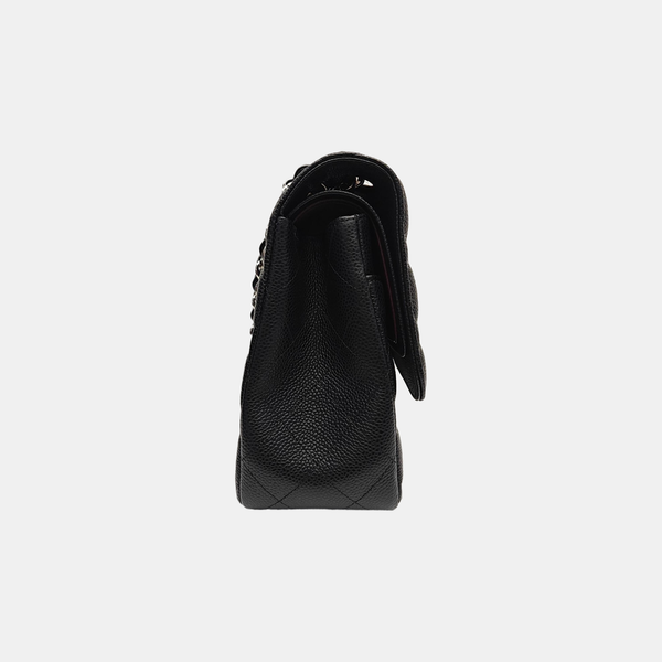 CLASSIC FLAP Jumbo Quilted Grained Calfskin Black