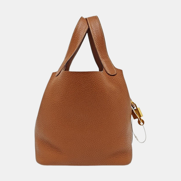 Authenticated pre-owned Picotin Lock 18 Clemence Brown - Bucket Bag at Looply