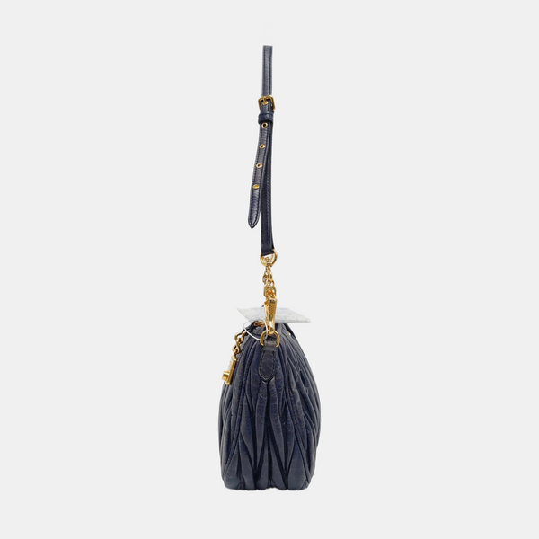Quilted Lambskin Shoulder Bag Blue