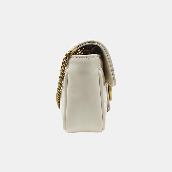 GG Marmont Mini Quilted Calfskin White