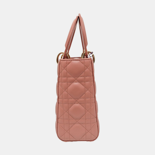Lady Dior Small Cannage Lambskin Beige