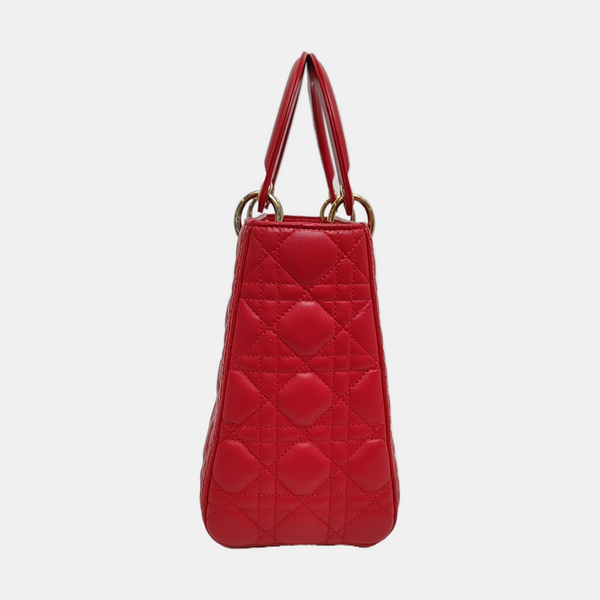 Lady Dior Medium Cannage Lambskin Red