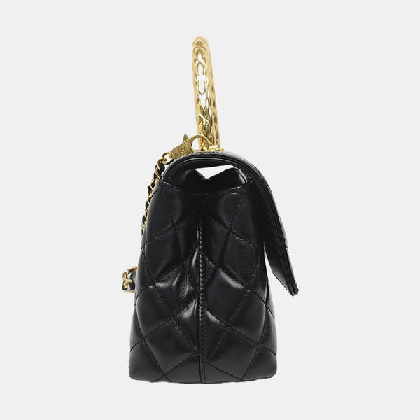 COCO HANDLE Small Quilted Calfskin Black
