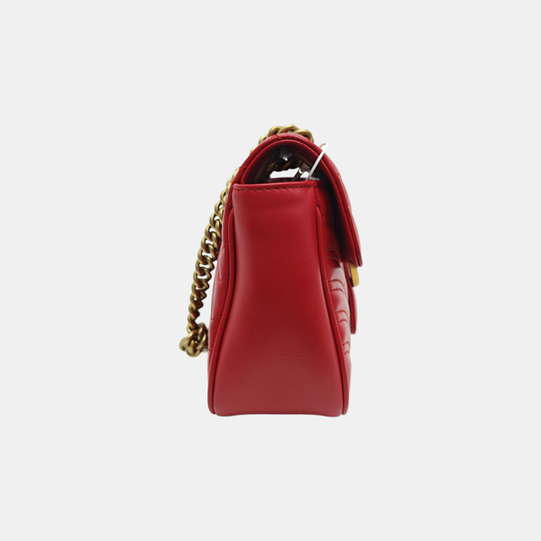 GG Marmont Medium Quilted Calfskin Red