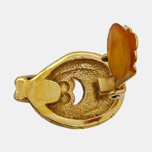 Twist Round Metal Gold Clip On Earrings