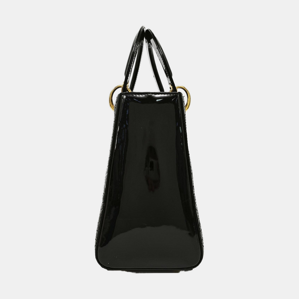 Lady Dior Medium Cannage Patent Leather Black