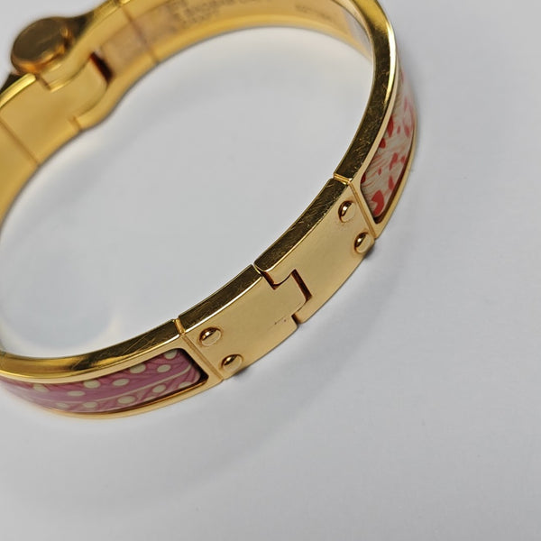 Enamel Hinged Bracelet Metal Gold Bangle
