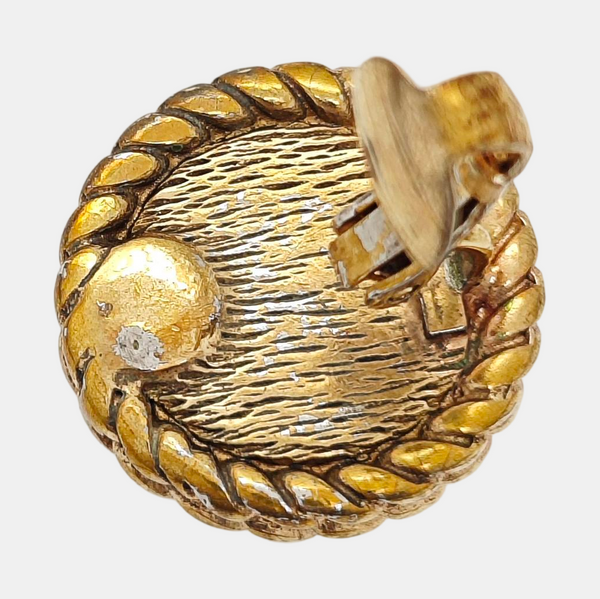 Twist Round Metal Gold Clip On Earrings