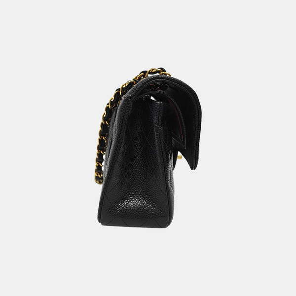 CLASSIC FLAP Small Quilted Grained Calfskin Black