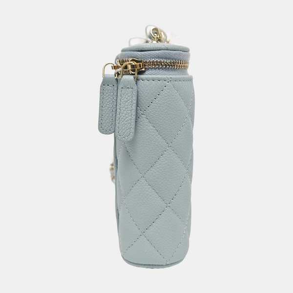 VANITY CASE Mini Quilted Grained Calfskin Blue