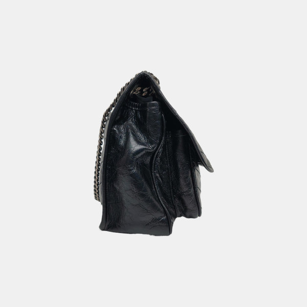 NIKI Medium Chevron Calfskin Black