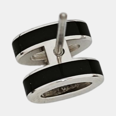 Pop H Metal Silver Stud Earrings