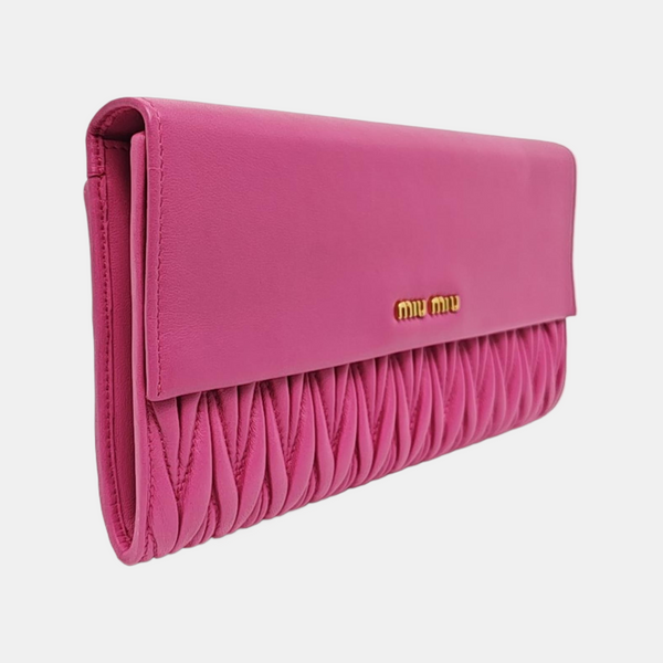 Flap Wallet Quilted Lambskin Red Wallet