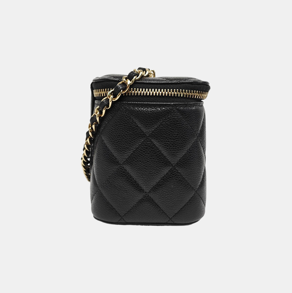 VANITY CASE Small Quilted Grained Calfskin Black