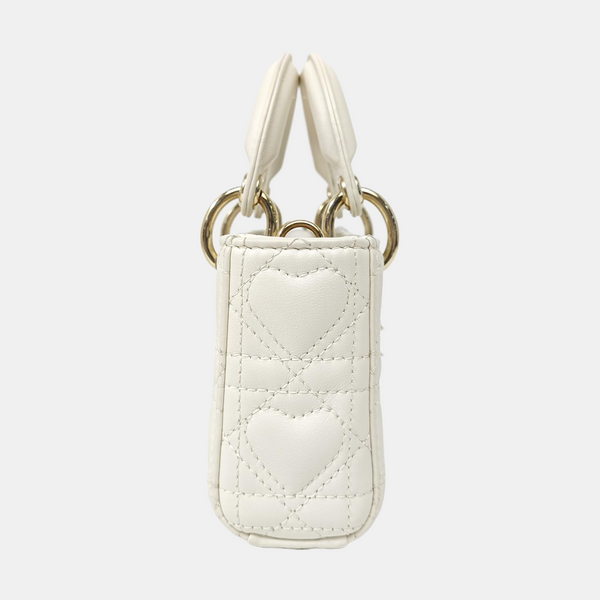 Lady D-Joy Super Mini Cannage Lambskin White