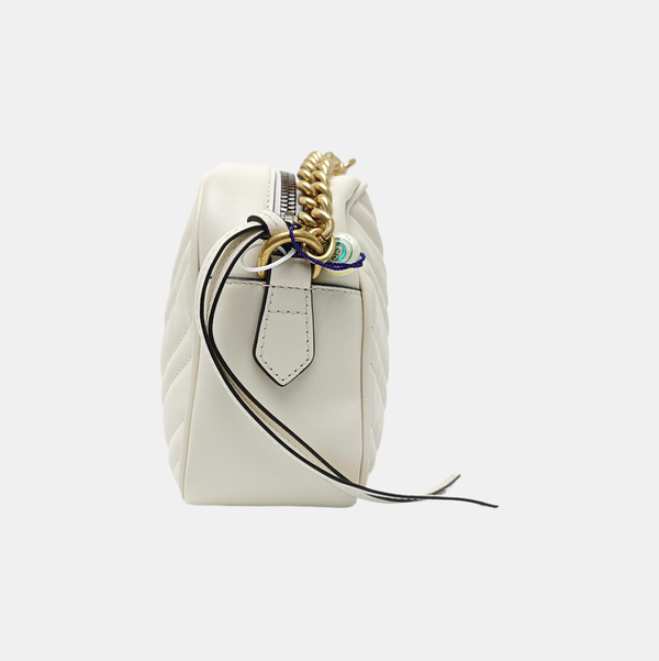GG Marmont Small Quilted Calfskin White