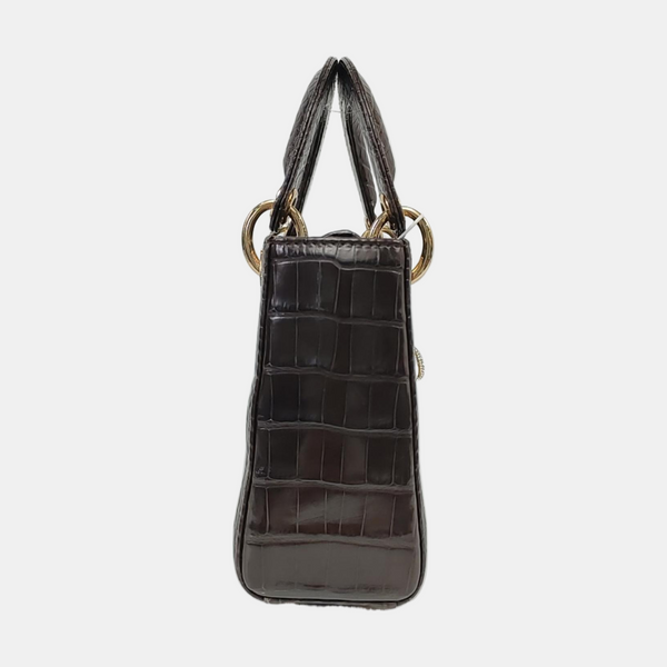 Lady Dior Mini Crocodile Brown
