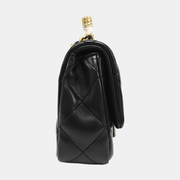 Quilted Lambskin Shoulder Bag Mini Black