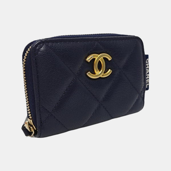 Quilted Lambskin Wallet Blue