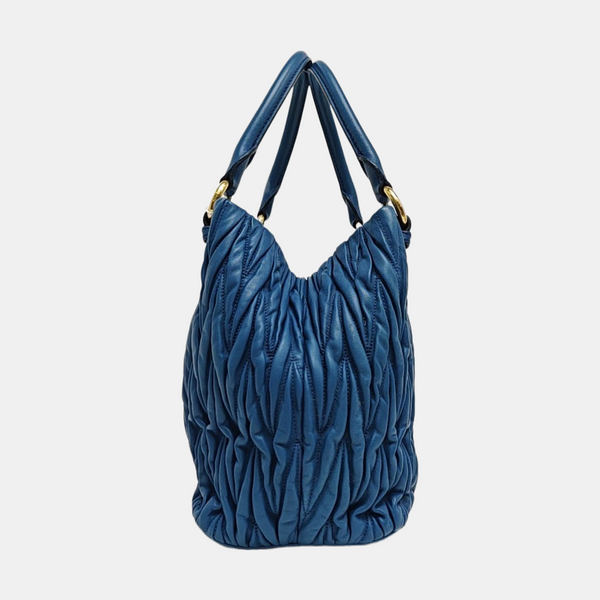 Quilted Lambskin Tote Bag Blue
