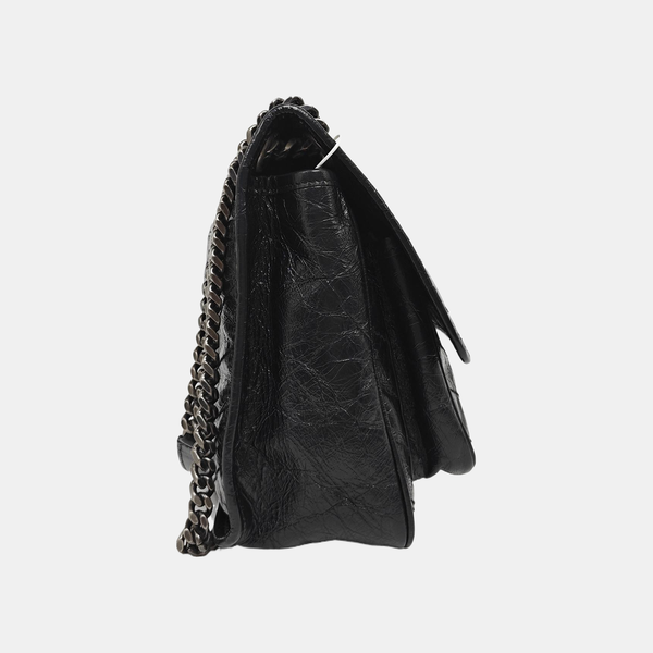 NIKI Medium Chevron Calfskin Black