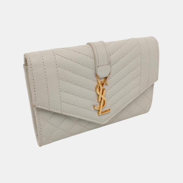 ENVELOPE Small Chevron Calfskin White Wallet