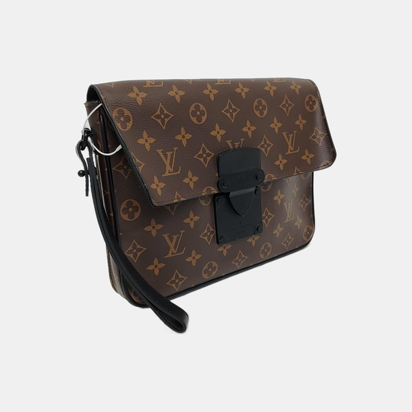 S LOCK Monogram Coated Canvas Brown