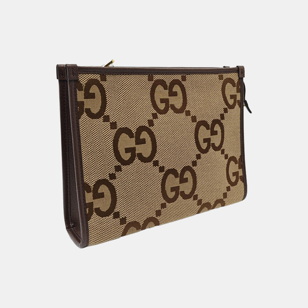 Monogram Fabric Clutch Brown