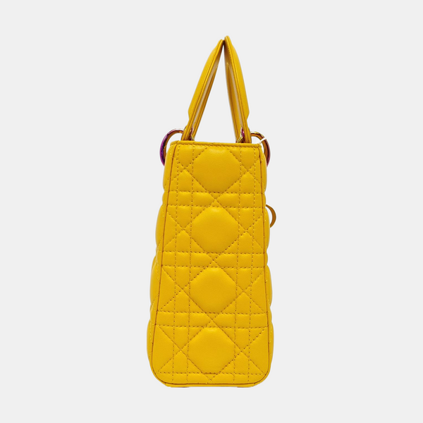Lady Dior Small Cannage Lambskin Yellow