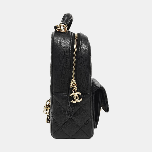 Quilted Grained Calfskin Backpack Mini Black
