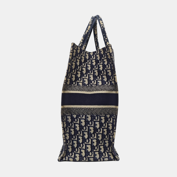 Book Tote Large Oblique Canvas Beige