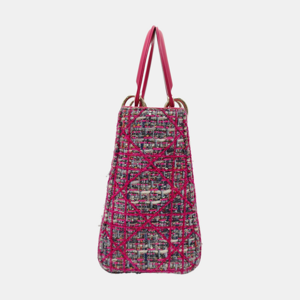 Authenticated pre-owned Lady Dior Medium Cannage Fabric Multicolor - Tote Bag at Looply