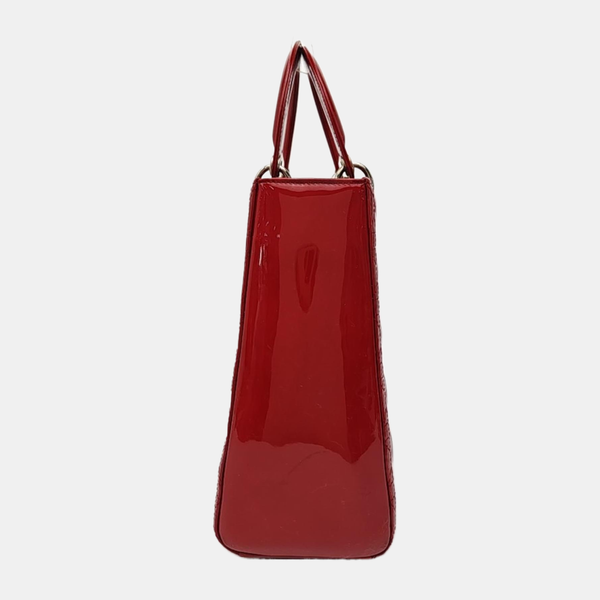Lady Dior Large Cannage Patent Leather Red