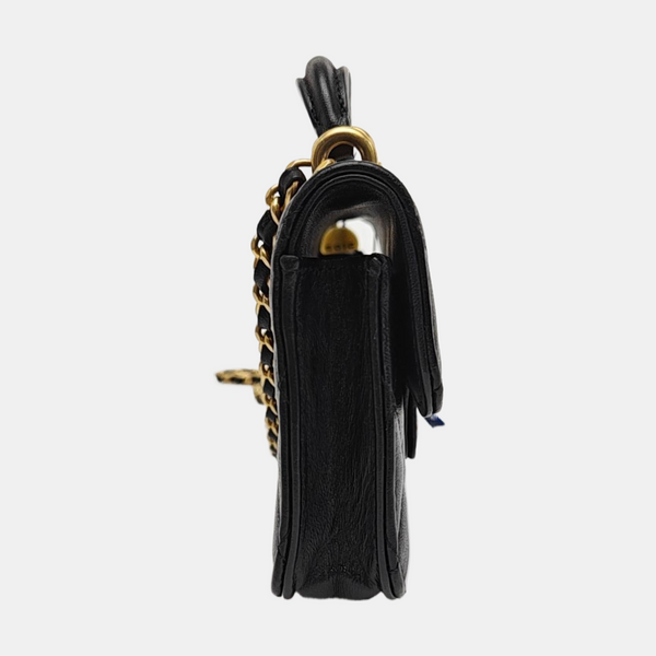 Quilted Lambskin Shoulder Bag Black