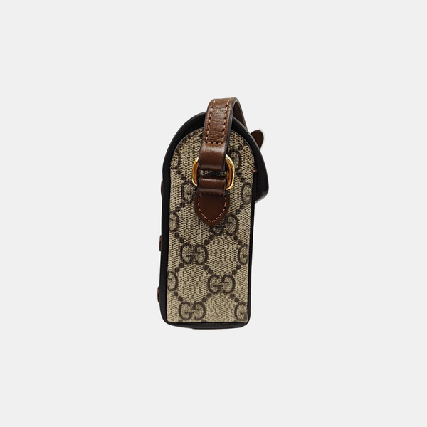 Authenticated pre-owned Horsebit 1955 Mini Monogram Coated Canvas Beige - Shoulder Bag at Looply