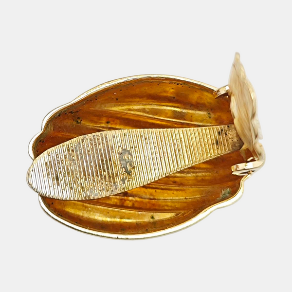 Twist Round Metal Gold Clip On Earrings