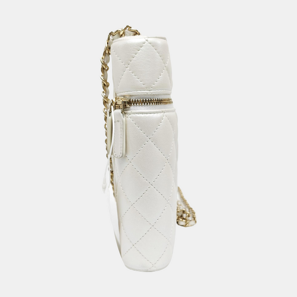 Quilted Calfskin Shoulder Bag White