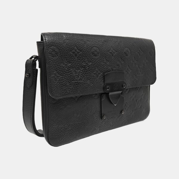 S LOCK Monogram Calfskin Black