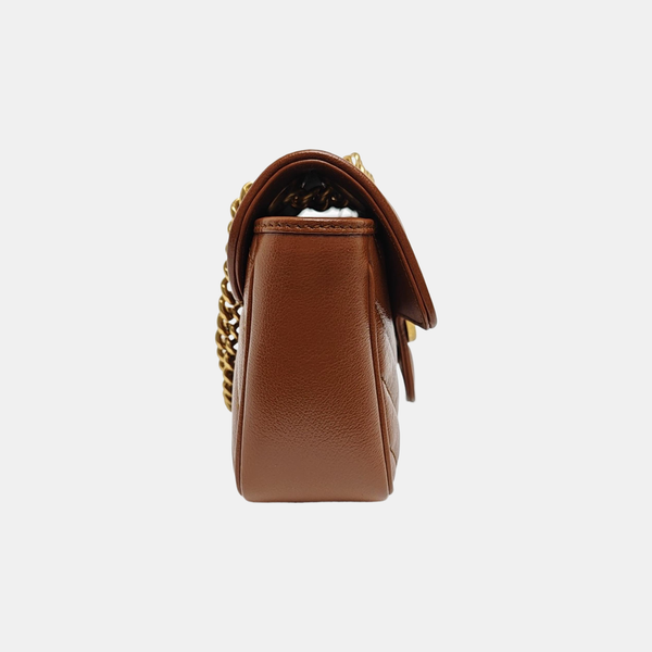 GG Marmont Small Quilted Calfskin Brown