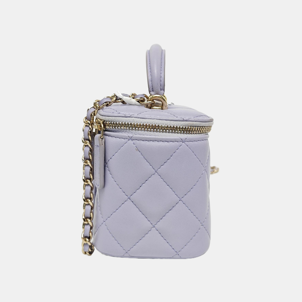 ESTUCHE DE TOCADOR Pequeño Acolchado Piel de Cordero Morado