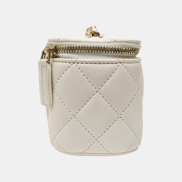 VANITY CASE Small Quilted Lambskin White