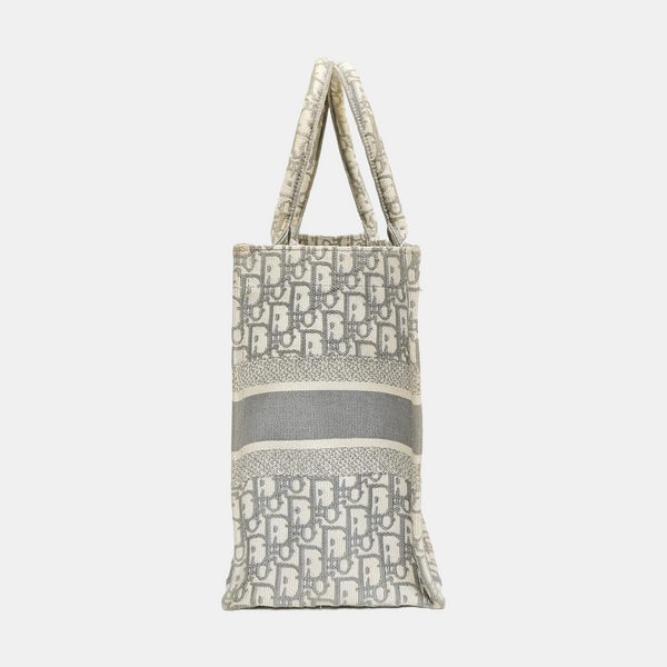 Book Tote Medium Oblique Canvas White