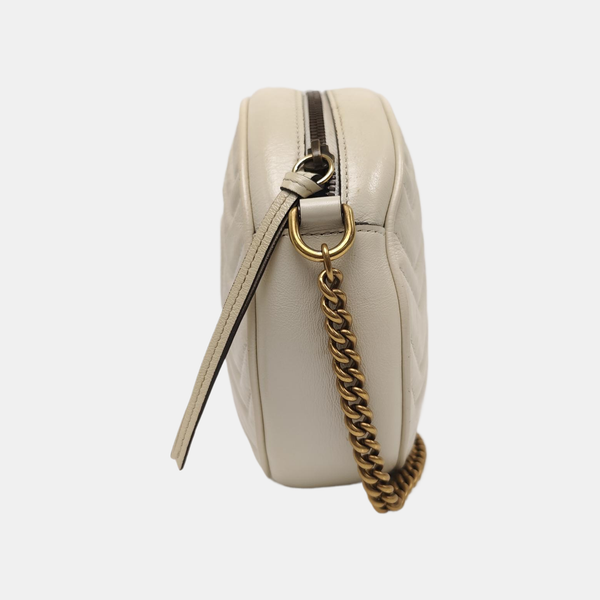 GG Marmont Mini Quilted Calfskin White