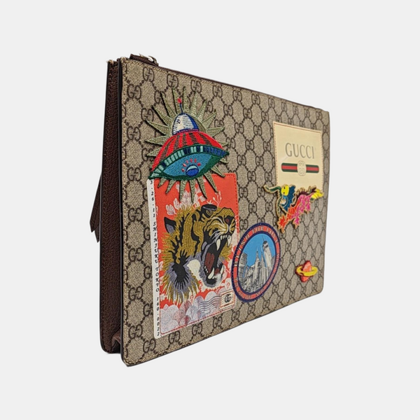 Monogram Coated Canvas Clutch Beige