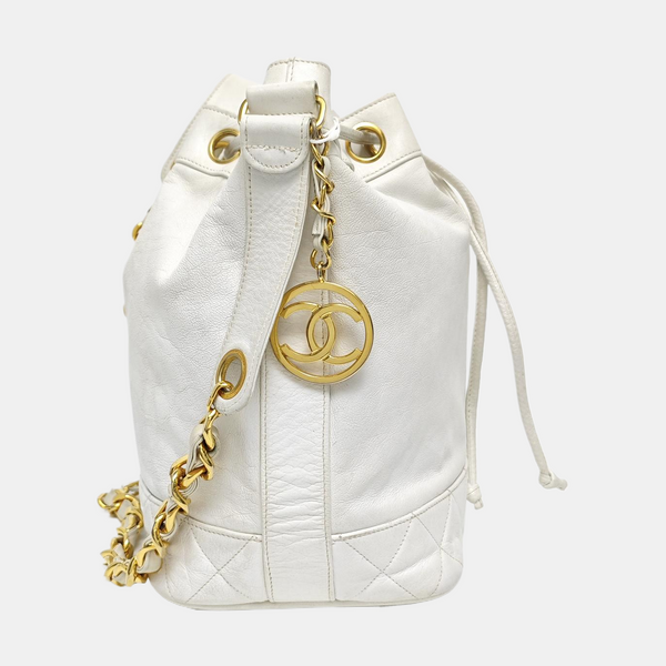 DRAWSTRING Quilted Calfskin White