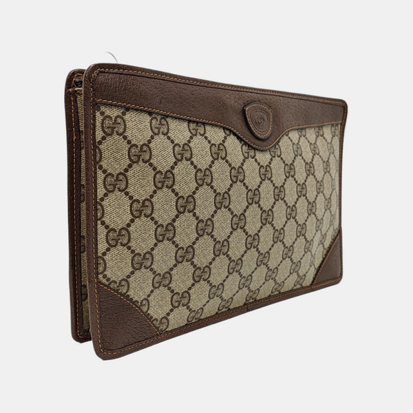 Monogram Coated Canvas Clutch Beige